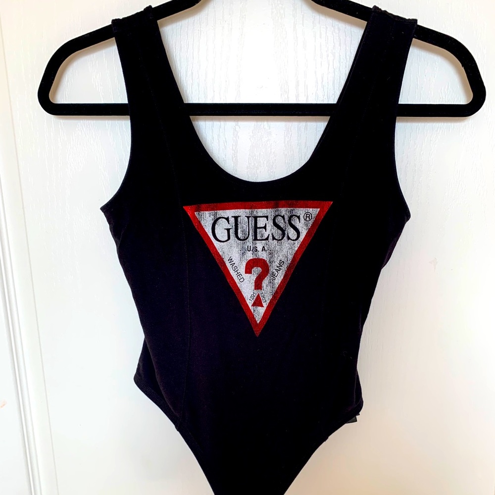 Like new Guess Black Logo Bodysuit size XS